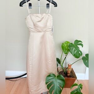 NWT Reformation champagne strapless satin maxi dress with pockets